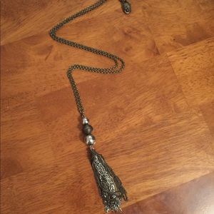 🆕 Longer length multi media chain tassel necklace